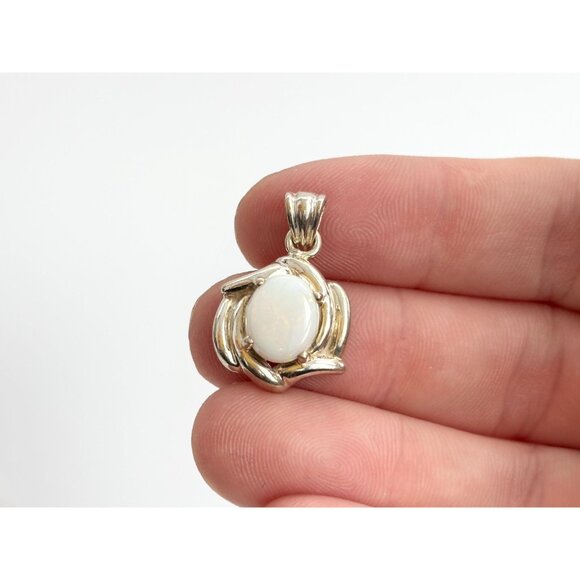 Moonstone Accented Abstract Sterling Silver 925 Vintage Pendant | Charm - Picture 3 of 9